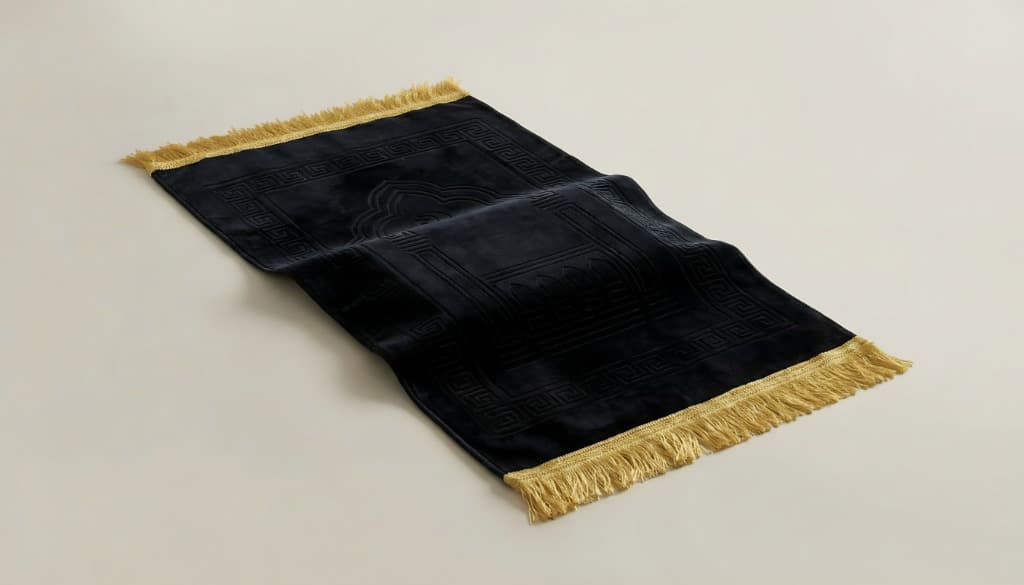 Tapis de Prière Épais et Confortable Noir – Al-Aswad – Protection des Genoux